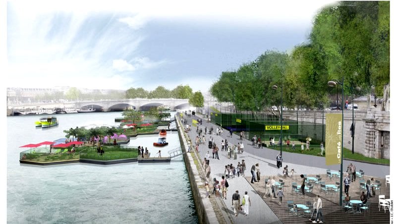 banks-seine-invalides-concorde-river-island-after-near-parisperfect-apartments Sports areas and manmade island; this will be on of the best parts of Paris' transformation of the riverbanks!