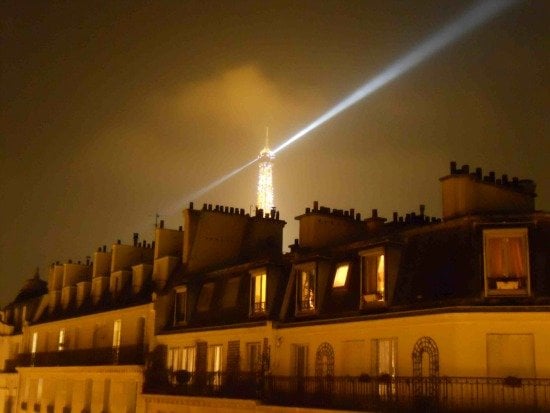 Night view of the Eiffel Tower from the Pomerol