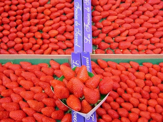 Paris Open Air Markets in the Spring Strawberries