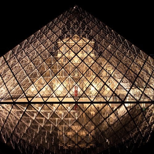 Paris Louvre Glass Pyramid at Night