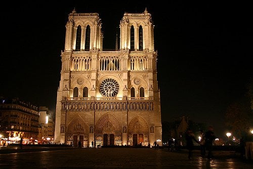 Visiting Notre Dame Cathedral at Night