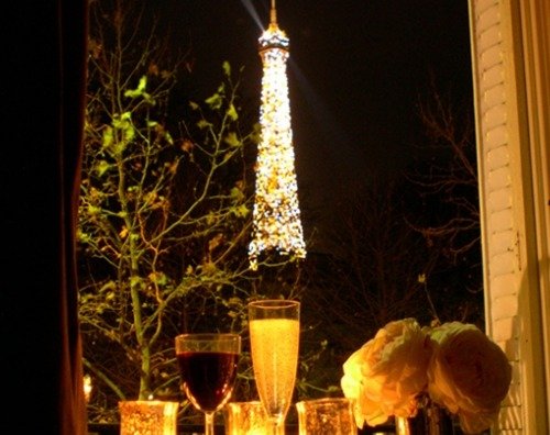 Paris Perfect eiffel light show from apartment window