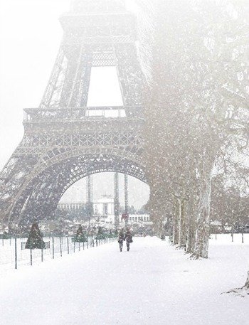 Snow Paris Eiffel Tower