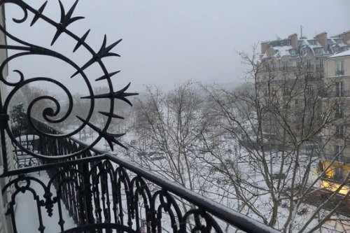 Snow on Paris balcony