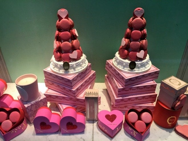 Laduree Valentines window Paris