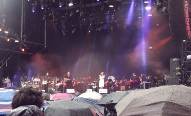 Welcoming in the wet weather season at one of the many concerts held during the 2014 Festival.