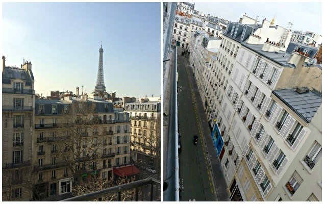 Incredible views of the Eiffel Tower and a pretty side street leading to rue Cler