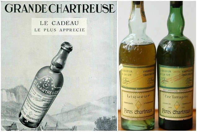 Chartreuse Ad and Old Bottles