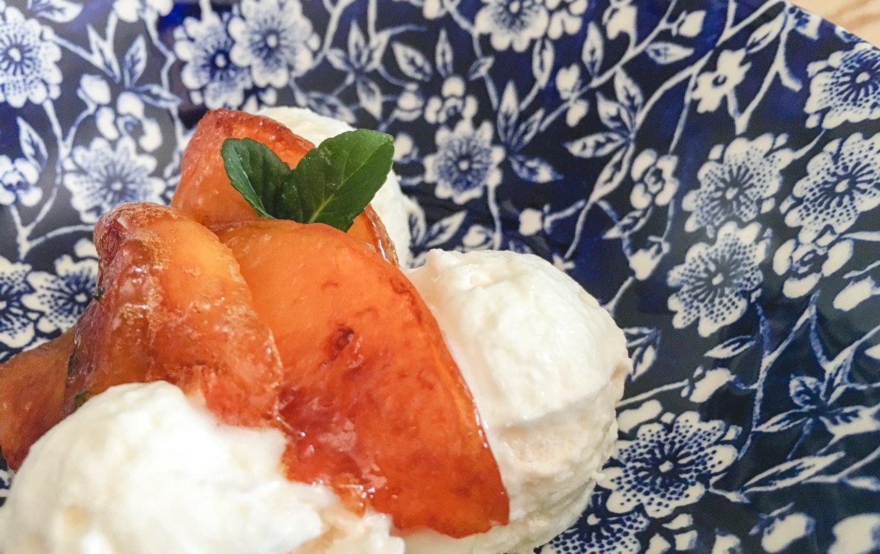 Frozen Vacherin with Honey-Caramelized Nectarines