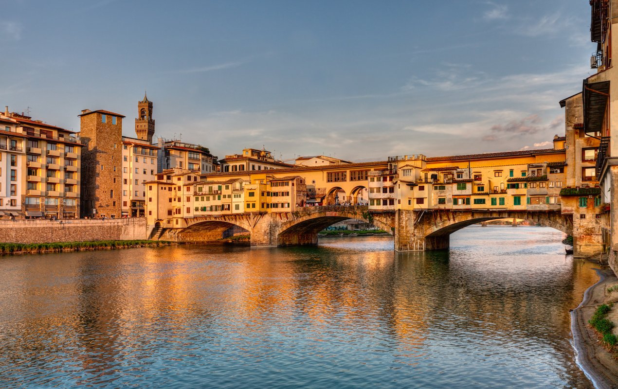 Ponte Vecchio covered in buildings.