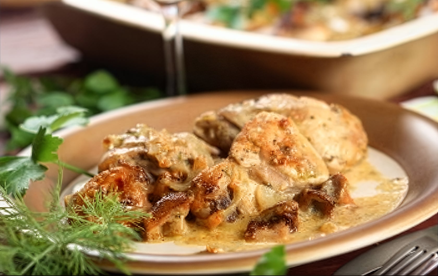 Chicken Supreme with a Gingerbread Crust & Dijon Mustard Sauce