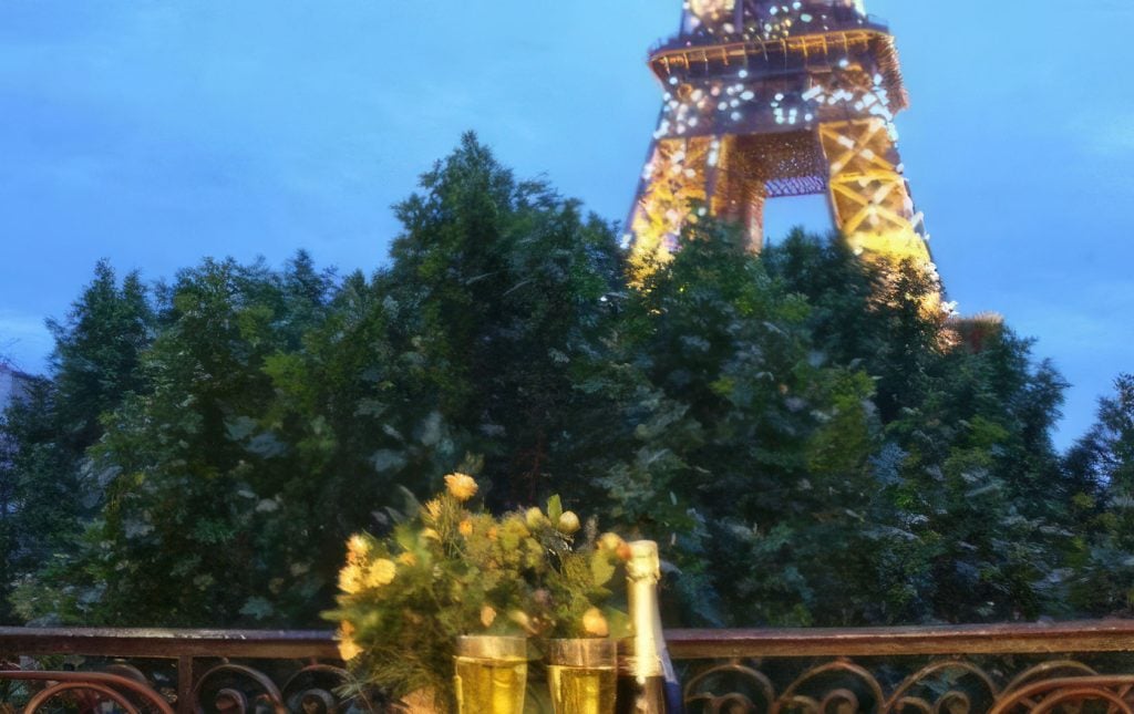 A stunning view of the Eiffel Tower across the street from the gorgeous La Grande Dame apartment!