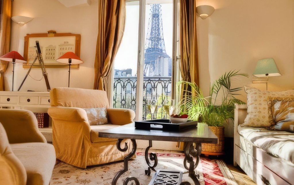 Imagine relaxing in your own Paris apartment with this stunning view of the Eiffel Tower!