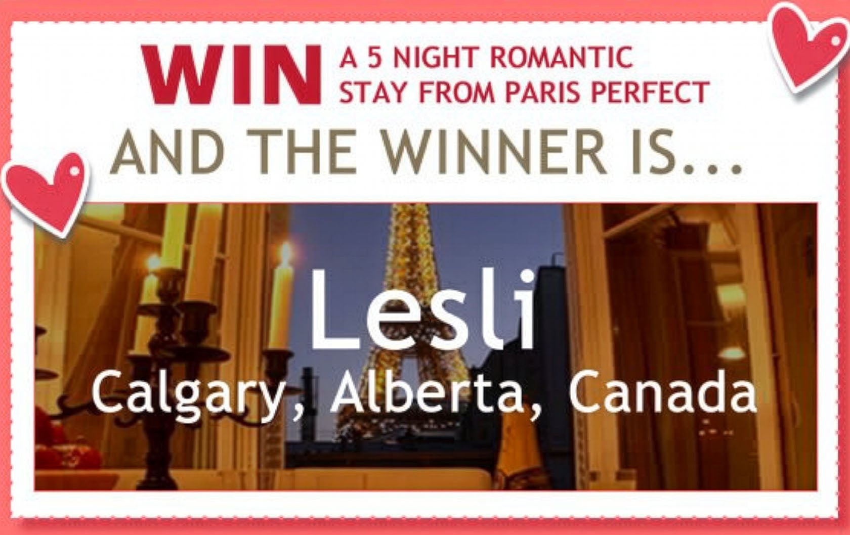 Congratulations to Lesli!