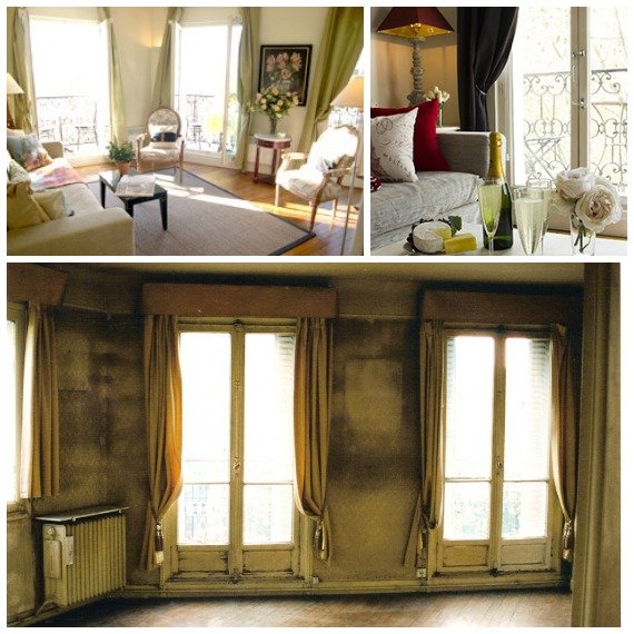Our Second Remodel in Paris -- 1998. It was purchased from the State at Auction --'A la Bougie' -- the centuries-old custom of lighting a candle and extinguishing it when it's sold. The fabric walls had not been cleaned since the 1950s.