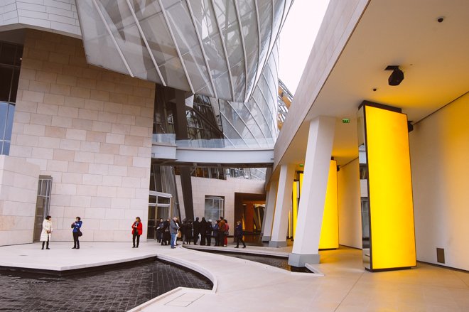 Interior of Louis Vuitton Foundation Art Museum Paris France Stock