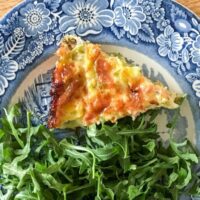 Crust-free Leek and Prosciutto Quiche Recipe with Gruyere Cheese and Dill