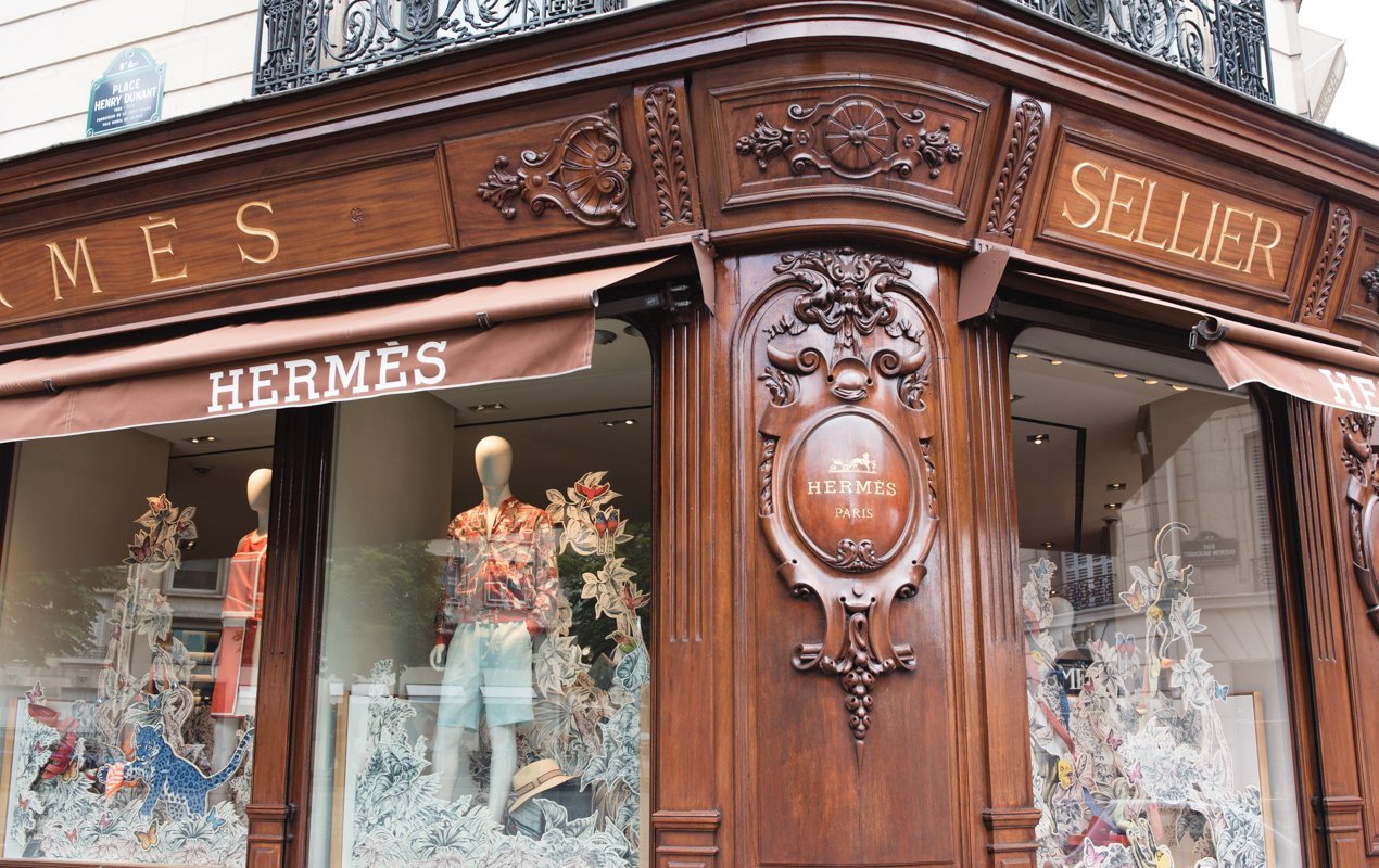 Louis Vuitton Fashion Luxury Store Windows In Champs Elysees In