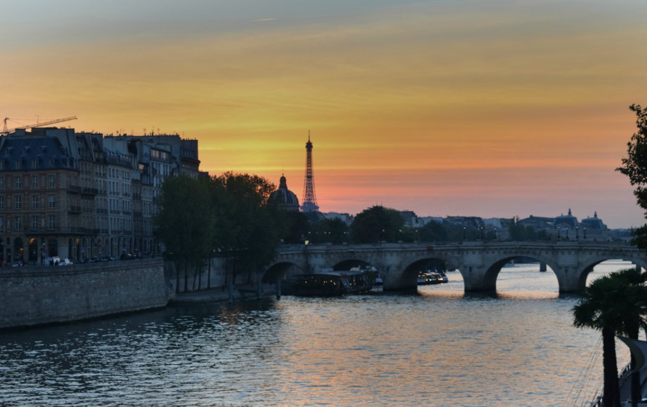 paris sunset in the fall