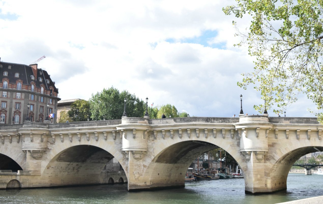 paris bridge in the fall