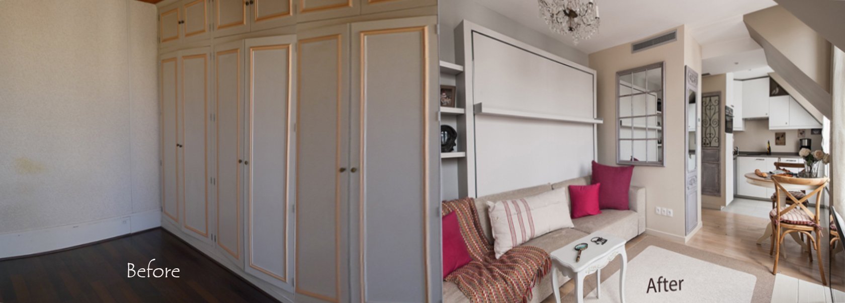 before after small apartment in Paris