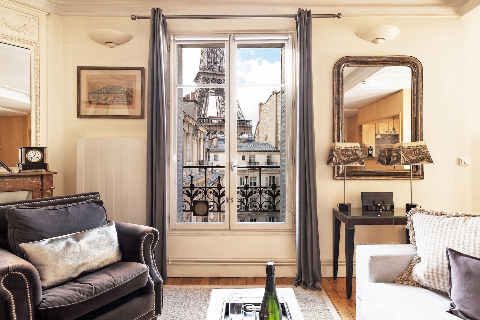 Eiffel Tower view from the Romanee apartment- 7 of Our Most Instagrammable Apartments in Paris by Paris Perfect