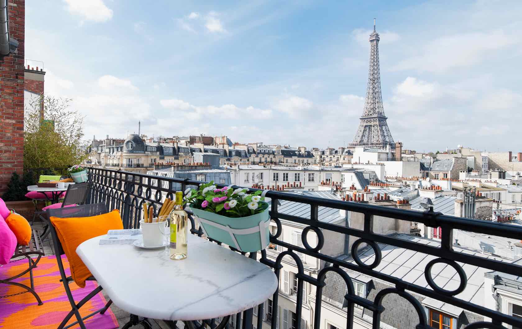 View of Eiffel Tower from Cognac Apartment