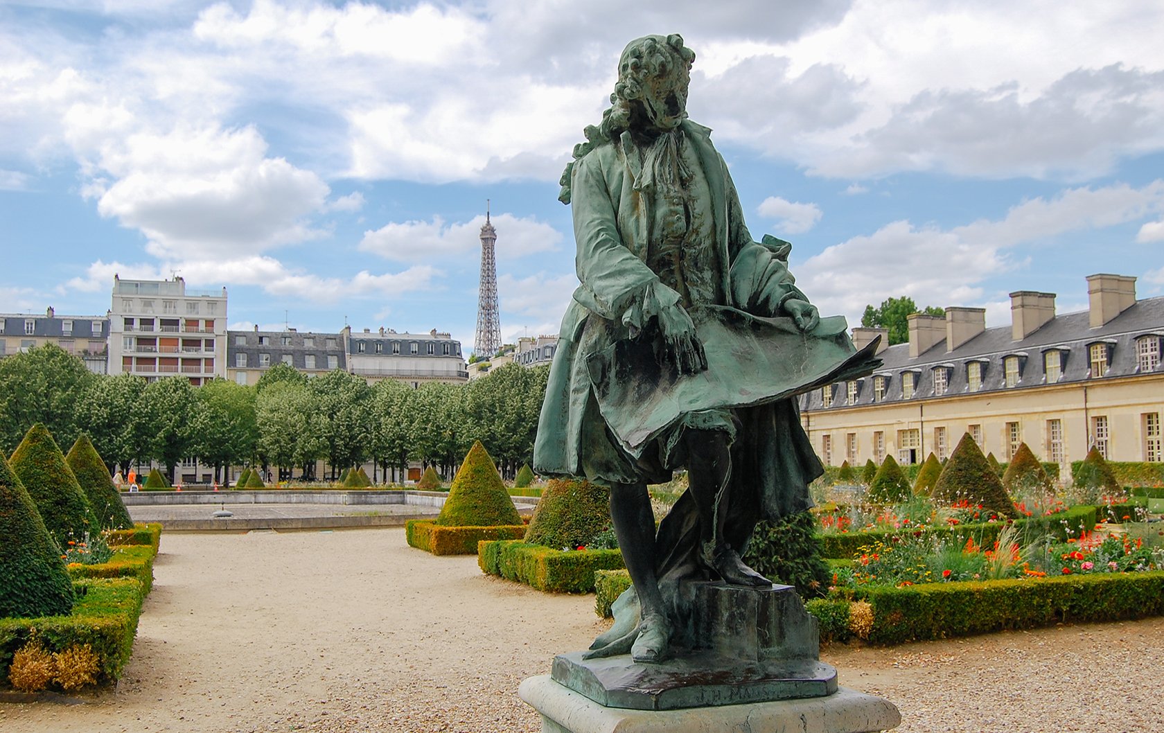 View of the Eiffel Tower in the distance from Les Invalides 