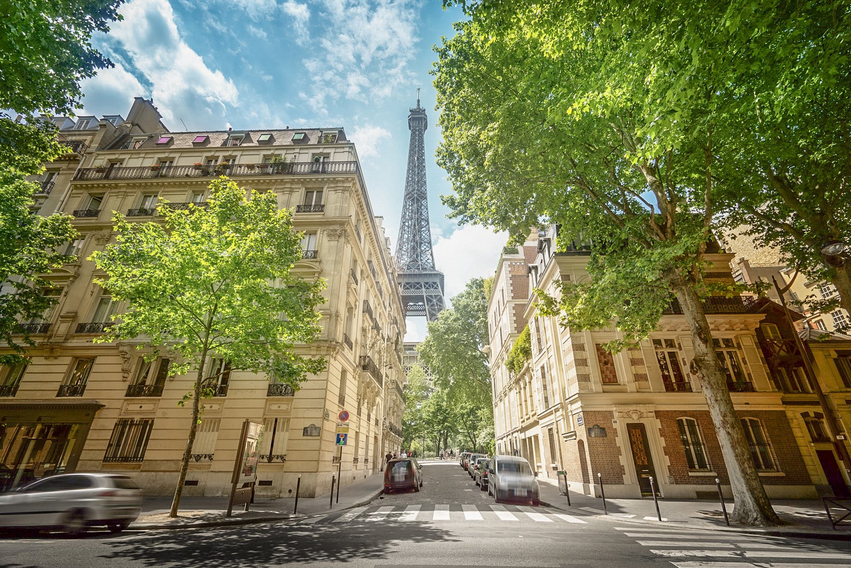 View of the Eiffel Tower from rue de l’Université