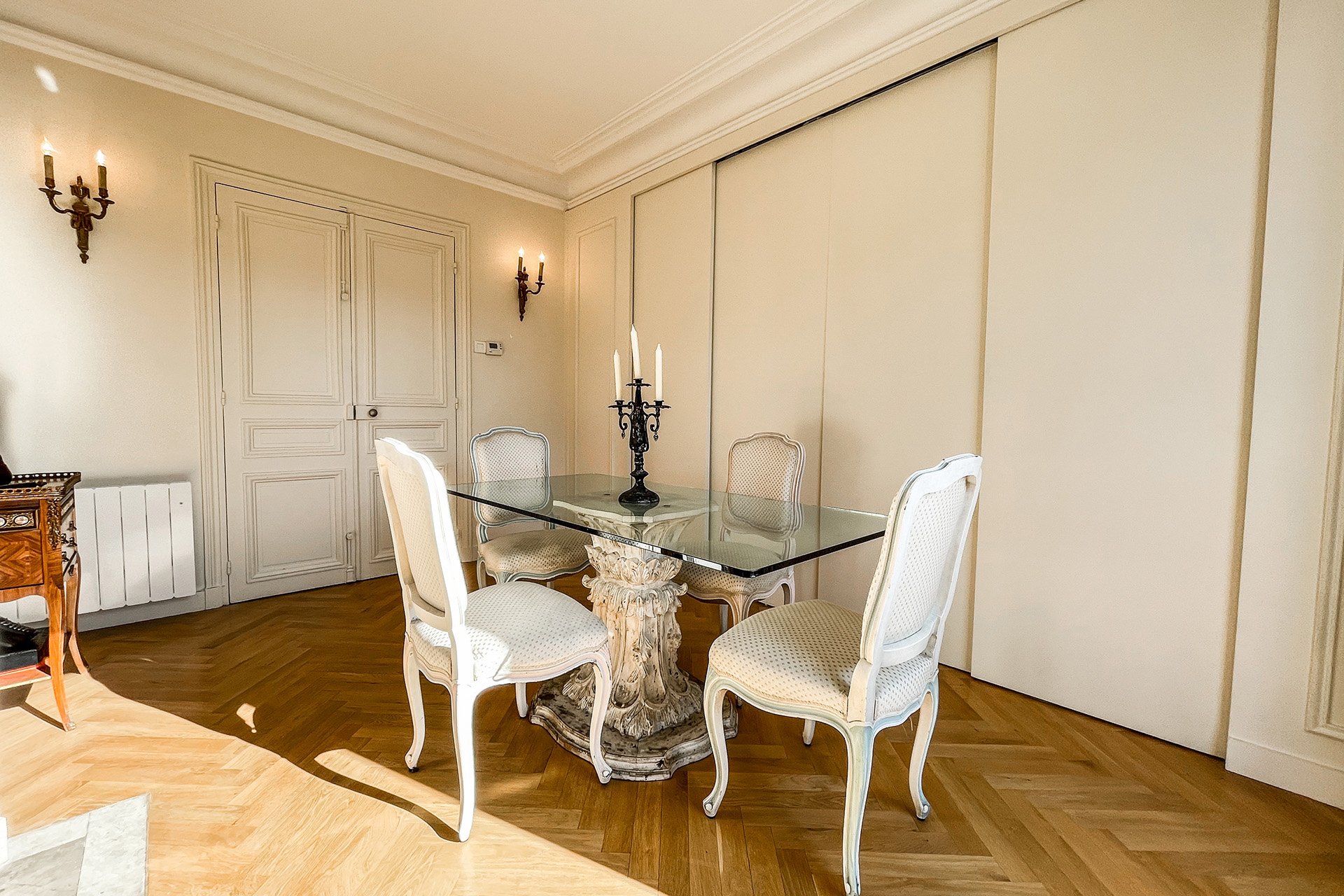 Slide the doors for additional privacy in the dining room.