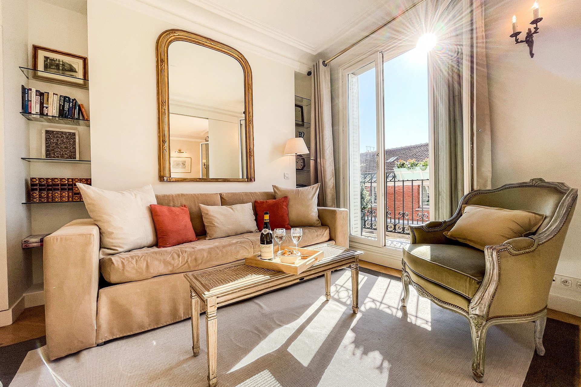 The large living room opens up to the balcony.